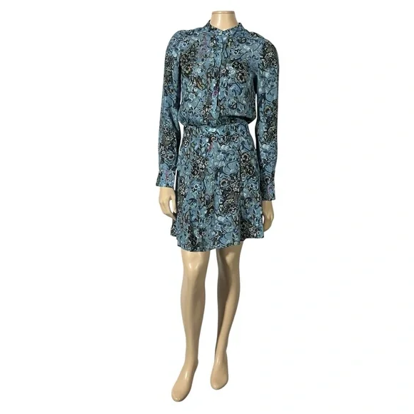 NWT Zadig & Voltaire Refla bohemian Patch Oxford blue printed Dress - Picture 1 of 15